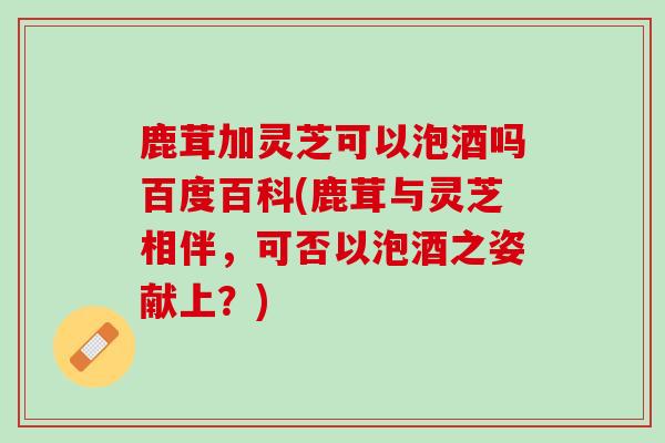 鹿茸加灵芝可以泡酒吗百度百科(鹿茸与灵芝相伴，可否以泡酒之姿献上？)