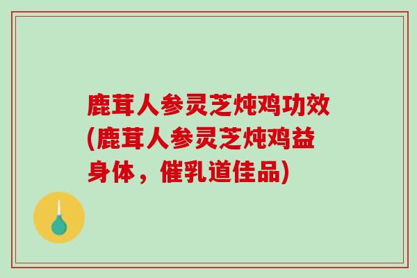 鹿茸人参灵芝炖鸡功效(鹿茸人参灵芝炖鸡益身体，催乳道佳品)