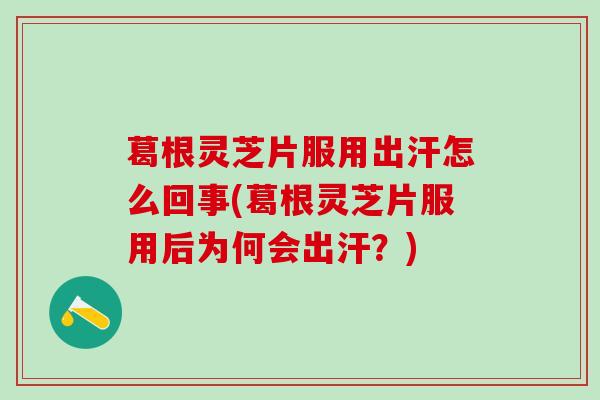 葛根灵芝片服用出汗怎么回事(葛根灵芝片服用后为何会出汗?) 葛根灵芝片服用出汗怎么回事(葛根灵芝片服用后为何会出汗?)
