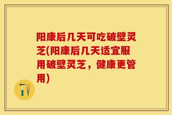 阳康后几天可吃破壁灵芝(阳康后几天适宜服用破壁灵芝，健康更管用)
