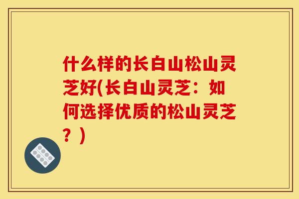 什么样的长白山松山灵芝好(长白山灵芝：如何选择优质的松山灵芝？)
