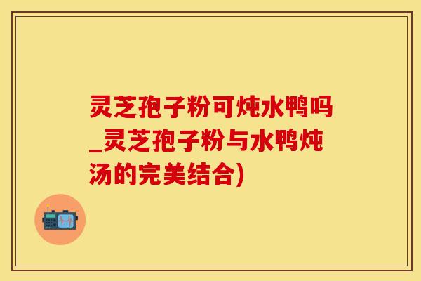 灵芝孢子粉可炖水鸭吗_灵芝孢子粉与水鸭炖汤的完美结合)