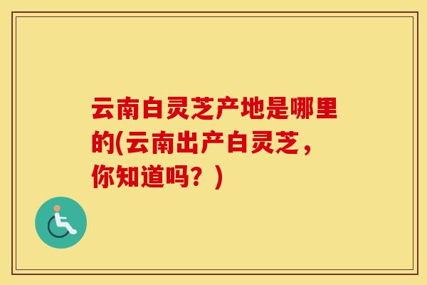 云南白灵芝产地是哪里的(云南出产白灵芝，你知道吗？)