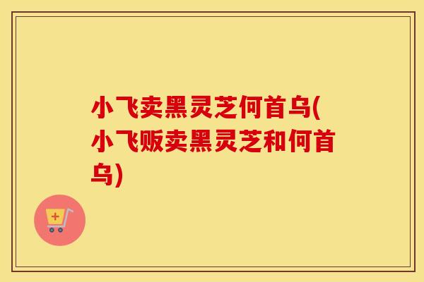 小飞卖黑灵芝何首乌(小飞贩卖黑灵芝和何首乌)