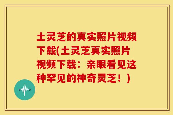 土灵芝的真实照片视频下载(土灵芝真实照片视频下载：亲眼看见这种罕见的神奇灵芝！)
