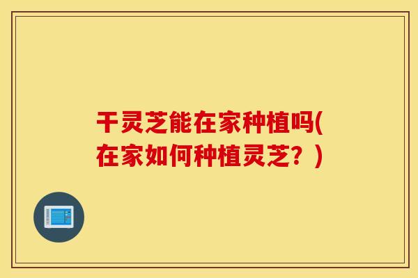 干灵芝能在家种植吗(在家如何种植灵芝？)