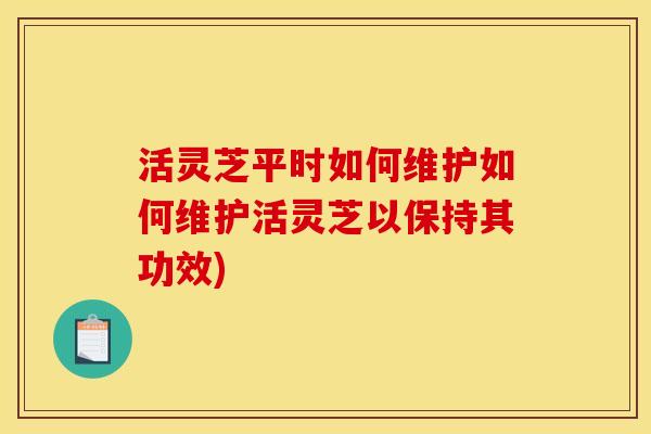 活灵芝平时如何维护如何维护活灵芝以保持其功效)