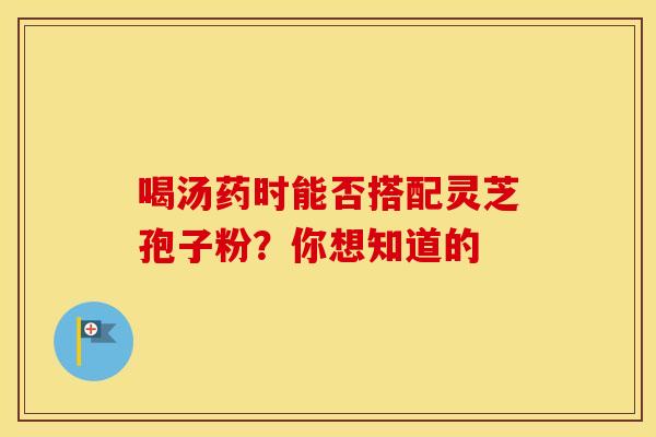 喝汤药时能否搭配灵芝孢子粉？你想知道的