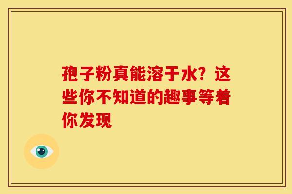 孢子粉真能溶于水？这些你不知道的趣事等着你发现