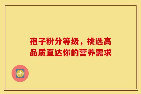 孢子粉分等级，挑选高品质直达你的营养需求
